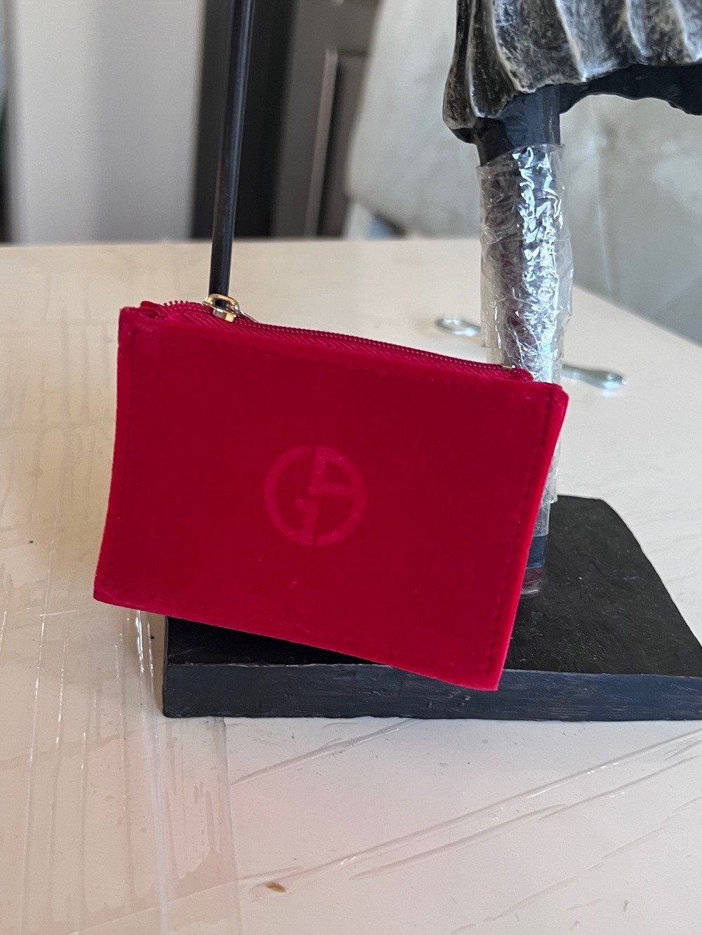 New!Giorgio Armani Bright Red Velvet Cosmic Pouch